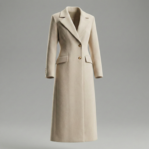 Long Tailored Wool Coat With Belt