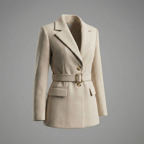 Short Tailored Wool Coat With Belt