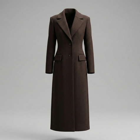 Long Tailored Wool Coat With Belt