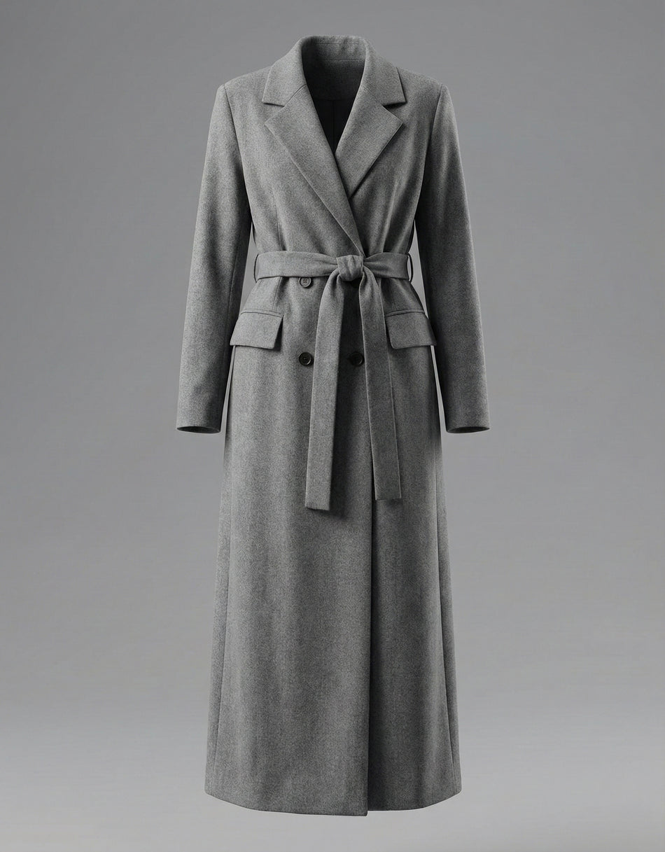 Maxi Oversized Wool Coat With Belt