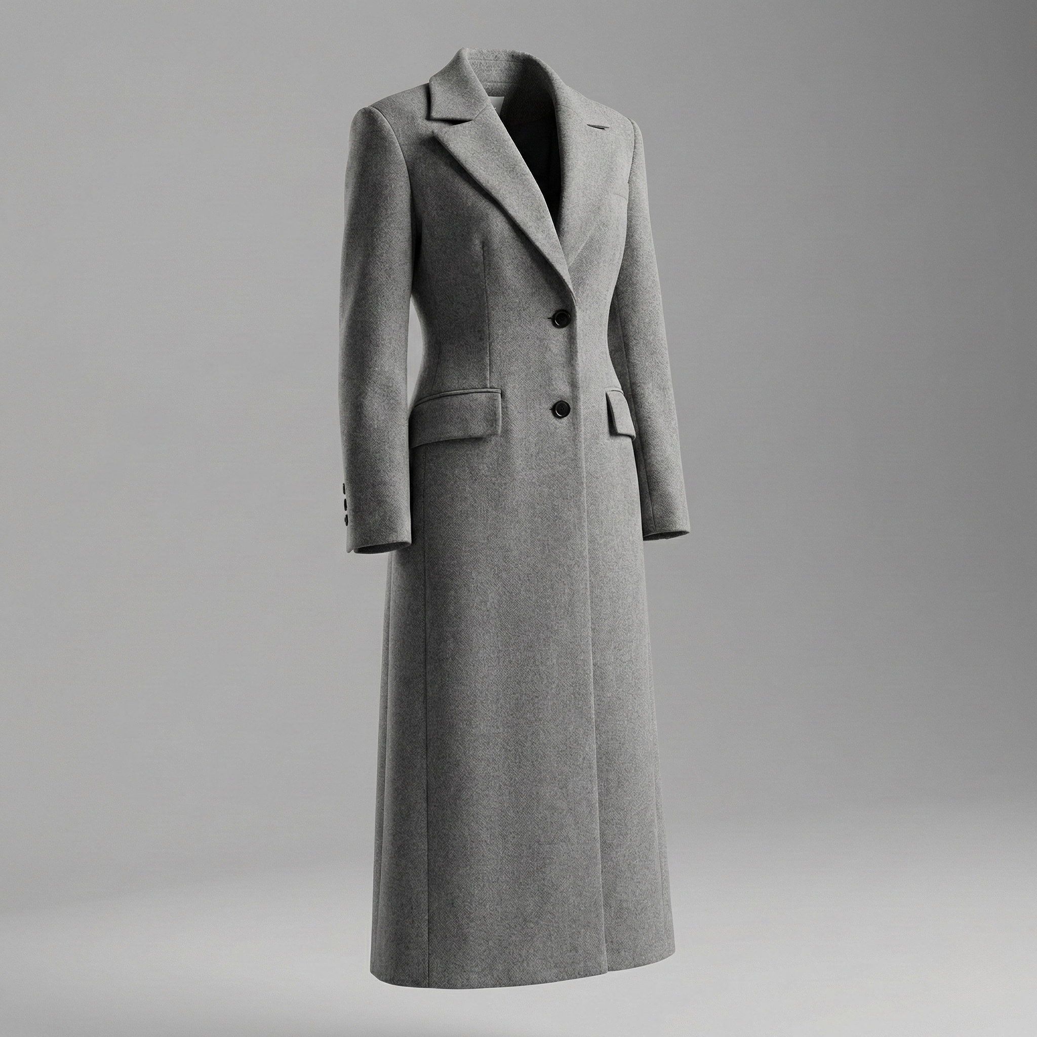 Long Tailored Wool Coat With Belt