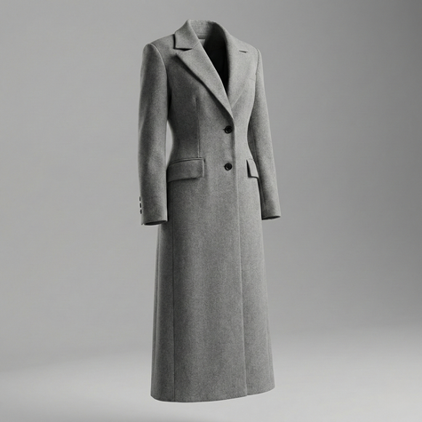 Long Tailored Wool Coat With Belt