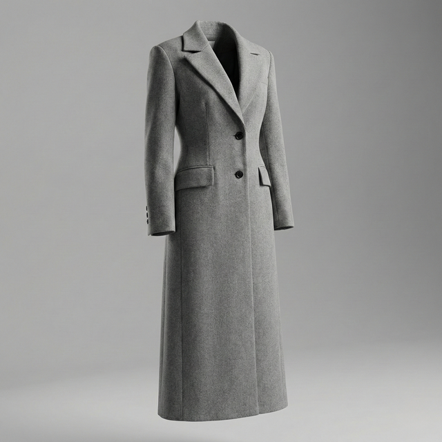 Long Tailored Wool Coat With Belt
