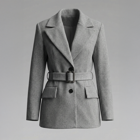 Short Tailored Wool Coat With Belt