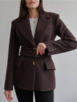 Short Tailored Wool Coat With Belt