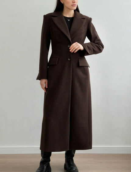 Long Tailored Wool Coat With Belt