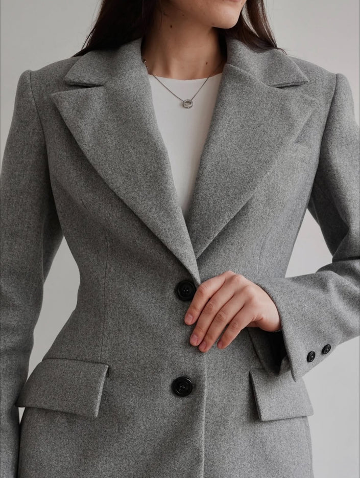Short Tailored Wool Coat With Belt