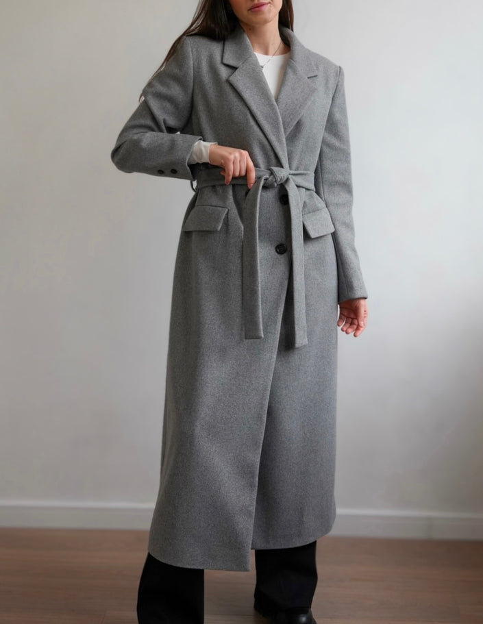 Maxi Oversized Wool Coat With Belt