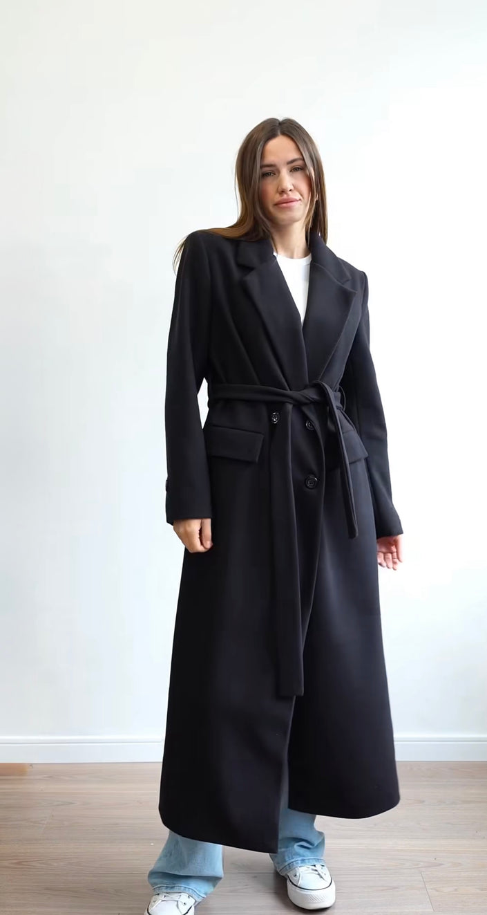 Maxi Oversized Wool Coat With Belt