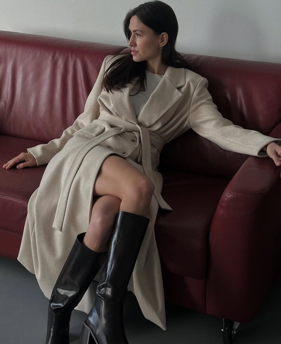 Maxi Oversized Wool Coat With Belt