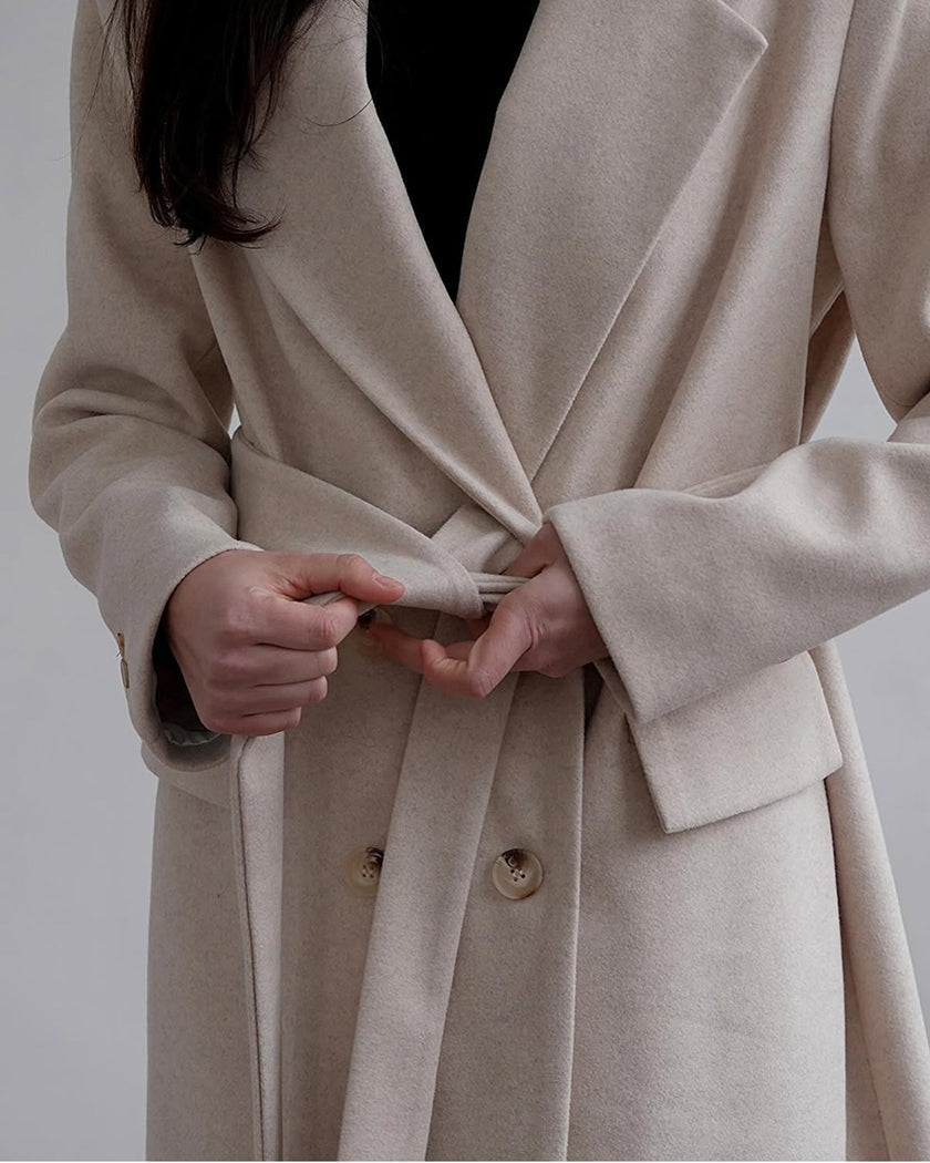 Maxi Oversized Wool Coat With Belt