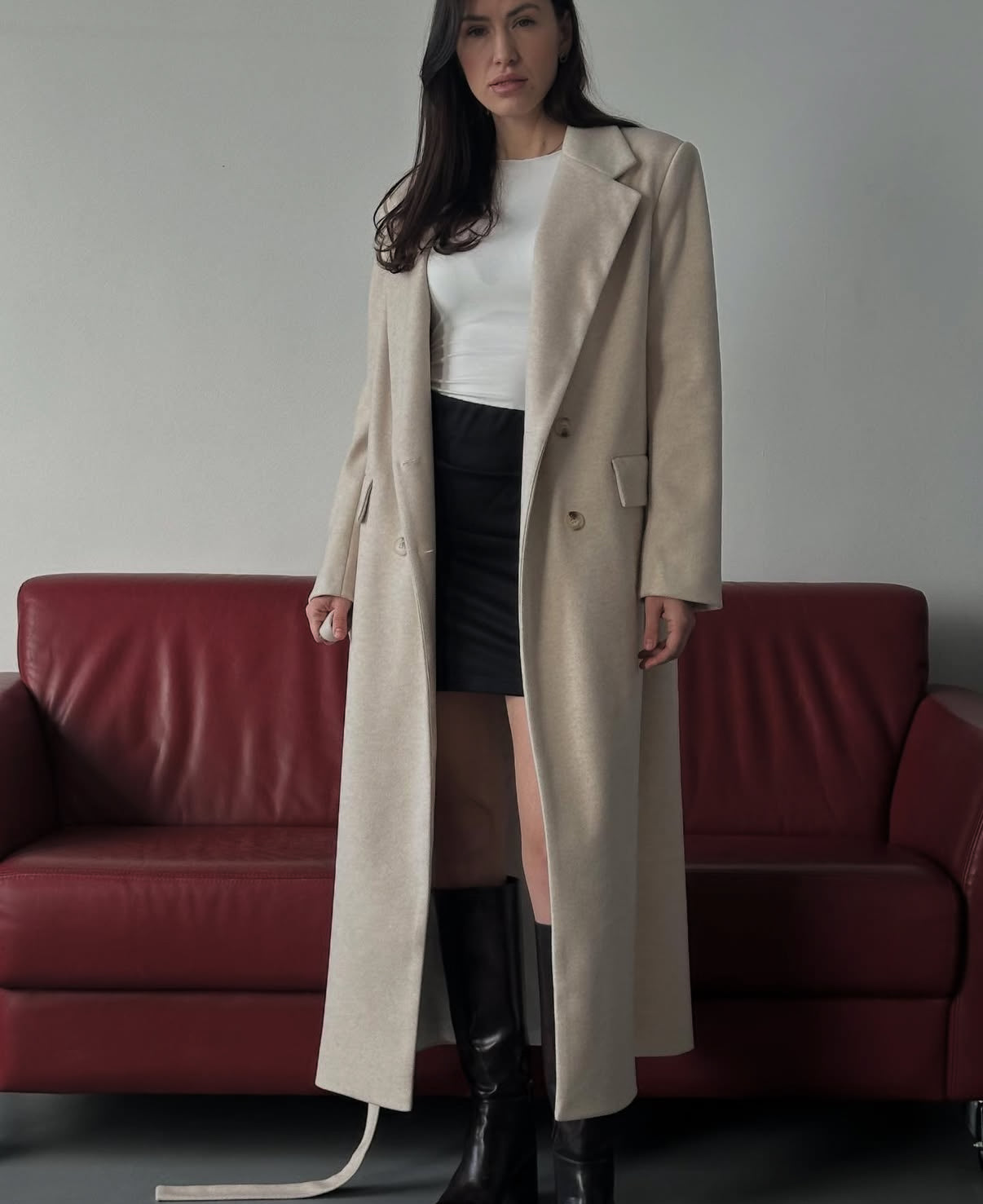 Maxi Oversized Wool Coat With Belt