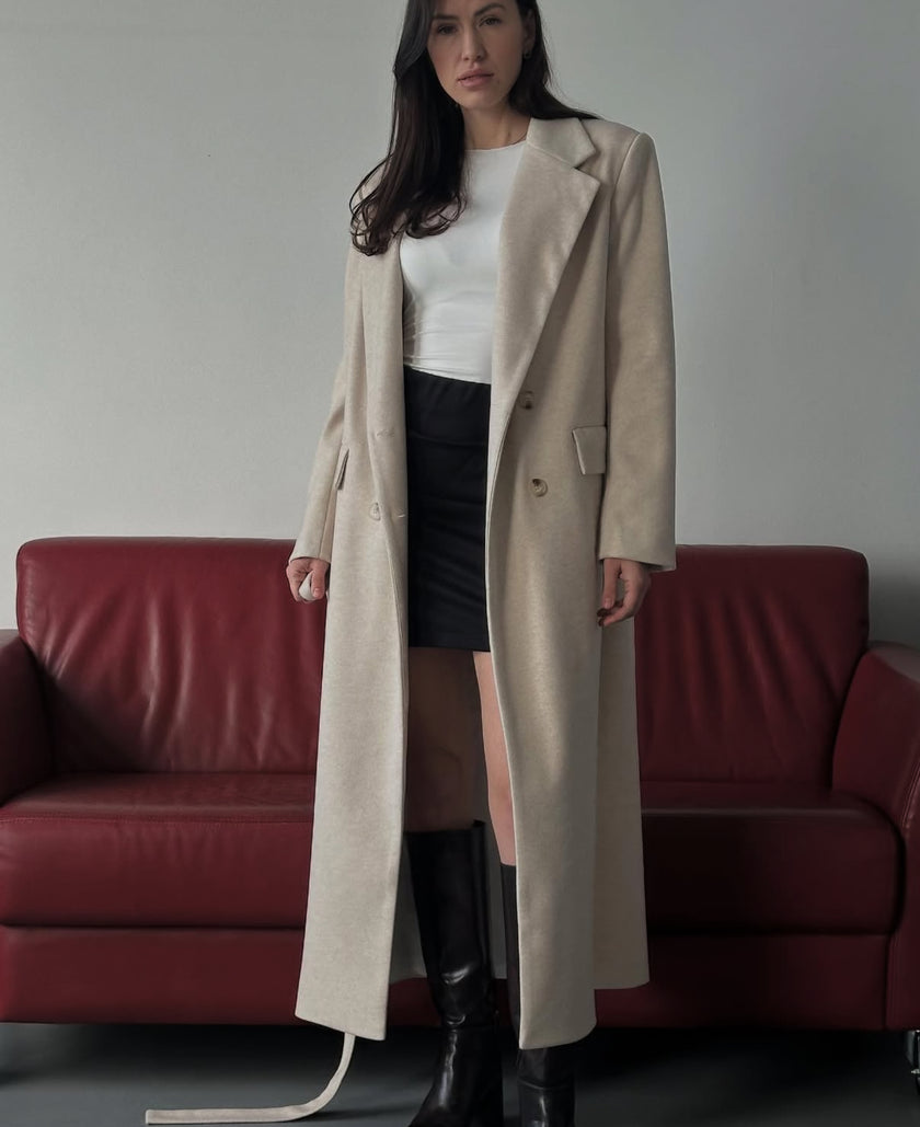 Maxi Oversized Wool Coat With Belt
